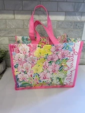 Lilly Pulitzer Tiger  & Floral Garden Pink Reusable shopping Bag 