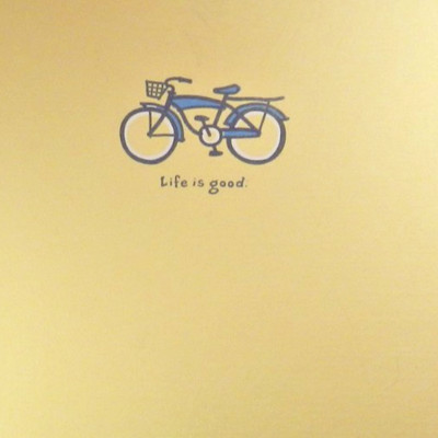 Life is Good Classic Fit Tshirt Yellow Blue Beach Bike Size M