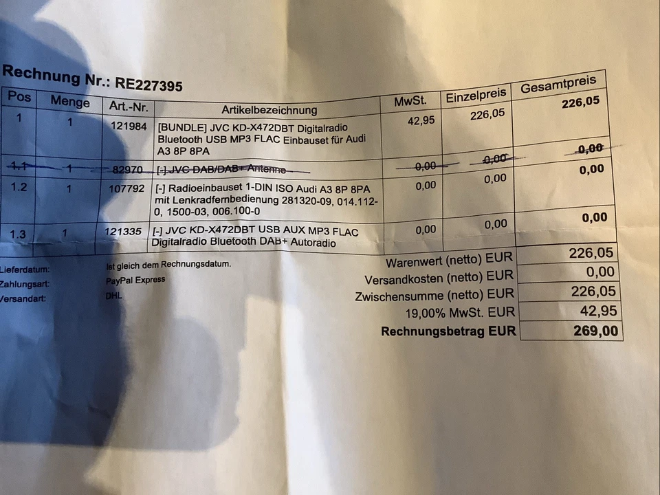 Autoradio, Jvc, KD-x472 DBT inklusive Einbauset für Audi A3 8P - Bild 4 von 4