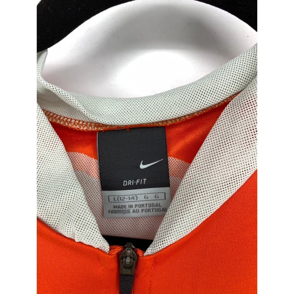 Camiseta feminina Nike ciclismo zíper completo tamanho grande laranja brilhante cinza malha  - Imagem 3 de 4