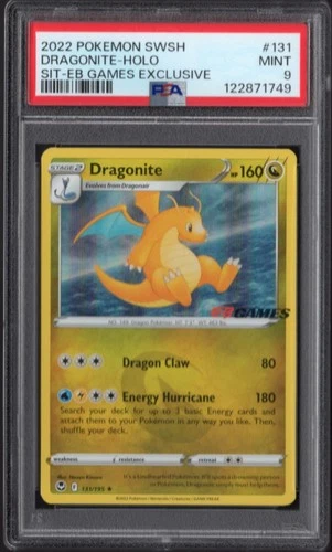 Dragonite EB Games PSA 9 - 131/195 - Stamped Promo - Silver Tempest - Pokemon