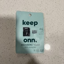 Onn Micro SDXC Card With Adapter 100mb/s Speed, 64 Gb Storage  Brand New