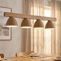 Pendelleuchte HäNgelampe Holz Wohnzimmerlampe HöHenverstellbar Weiß H 120 Cm