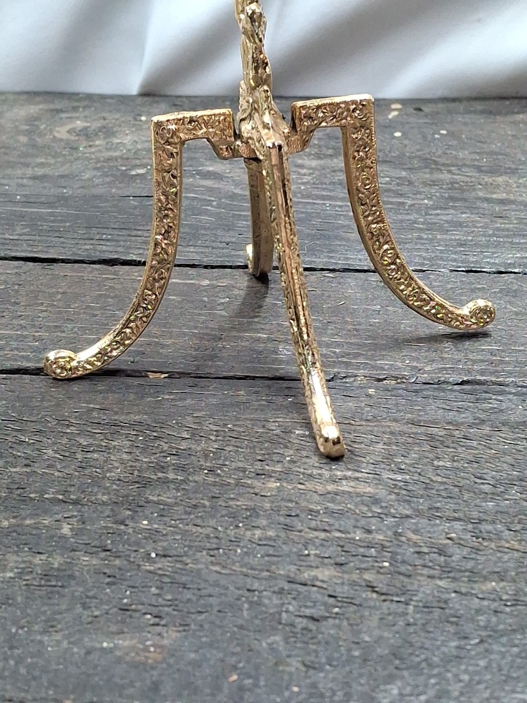 Dollhouse Miniature 8 3/4" Cheval Mirror Brass Ornate Cherubs Well Made Vintage