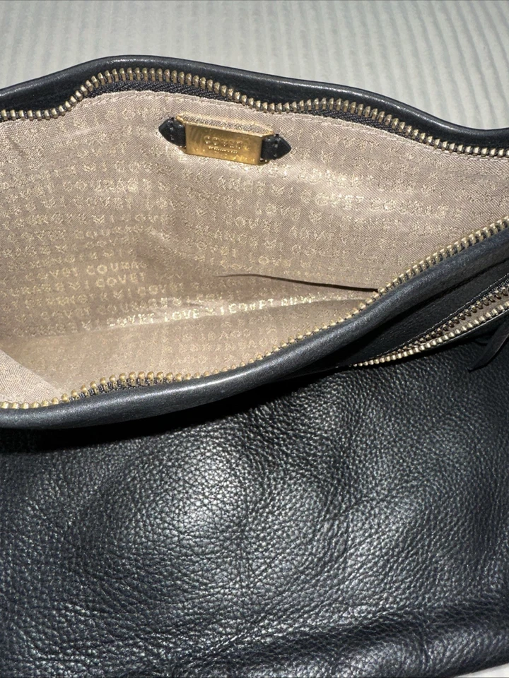 Stella & Dot Black Leather Purse Handbag Adjustable Clutch Shoulder Bag Soft - Image 2 of 4