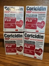 4 NEW Coricidin HBP Maximum Strength Multi-Symptom FLU BODY ACHES 10Ct FREE SHIP