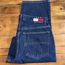 Vintage Tommy Hilfiger Jeans Men's 32x30 Blue Denim Ditto Big Logo Relaxed Ditto