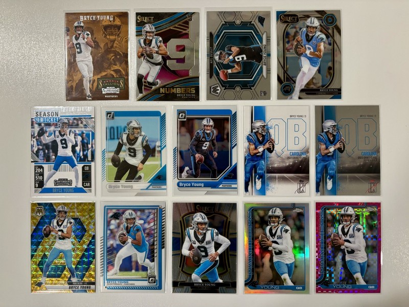 Bryce Young LOT OF 14! RC Yellow Reactive Topps Chrome Silver Pink X-Fractor +++