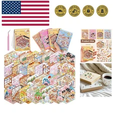 Pocket DIY 3D House Stickers, 32 Sets Fun DIY Sticker Scene Make Your Own Min...