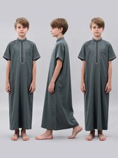 Men Muslim Kaftan Thoub Thobe Jubba Dashdasha Daffah Saudi Arab Style Ramadan