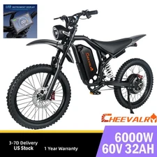 6000W Electric Dirt Bike 60V 32AH E-Mountainbike Adult NFC 45MPH Off-Road E-bike