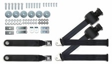 1964-73 Chevrolet Nova Black Shoulder Belt Kit Bucket Seat Push Button Buckles