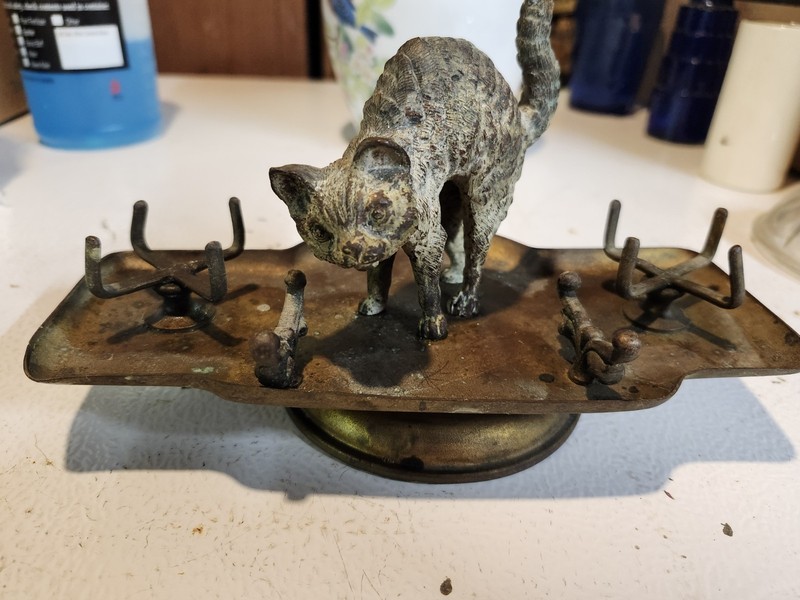 ANTIQUE Franz Bergman, A Cat, Vienna Bronze Sculpture, ca. 1900 Ink Well