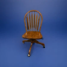 A-America Solid Wood Windsor Swivel Office Chair – Adjustable, Made in USA