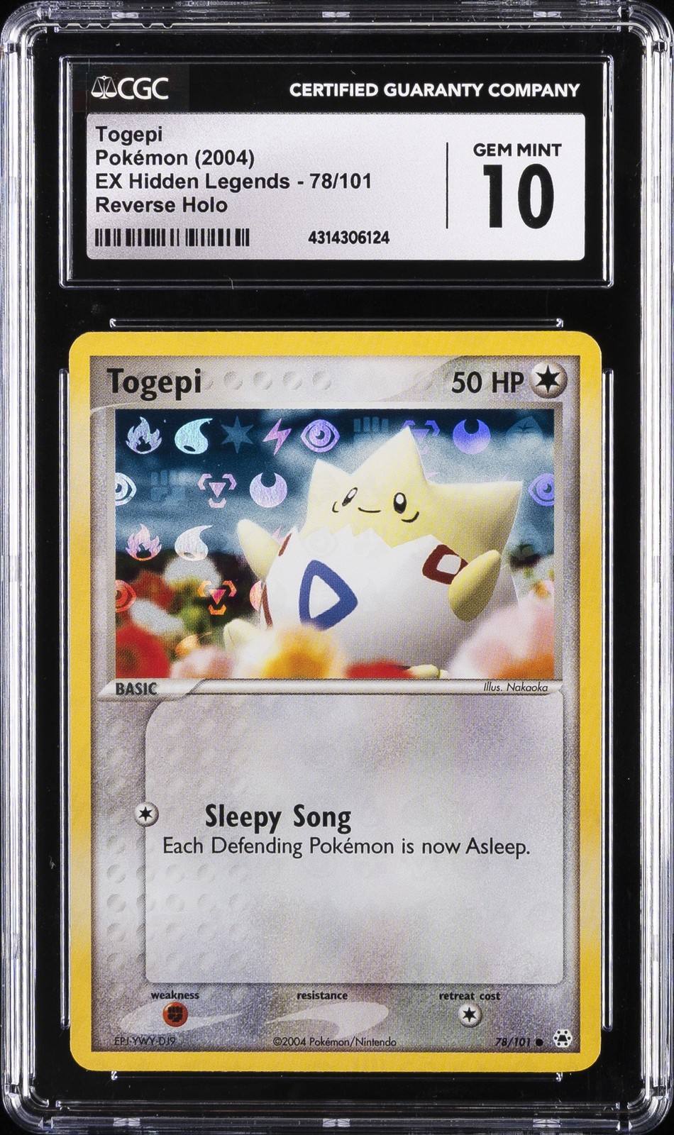 2004 POKEMON EX HIDDEN LEGENDS REVERSE HOLO #78 TOGEPI CGC 10 GEM MINT