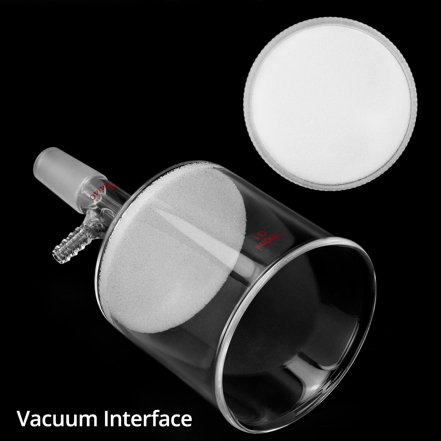 500mL Buchner Funnel G1 Coarse Frit 24/40 Joint Vacuum 94mm ID Lab ...