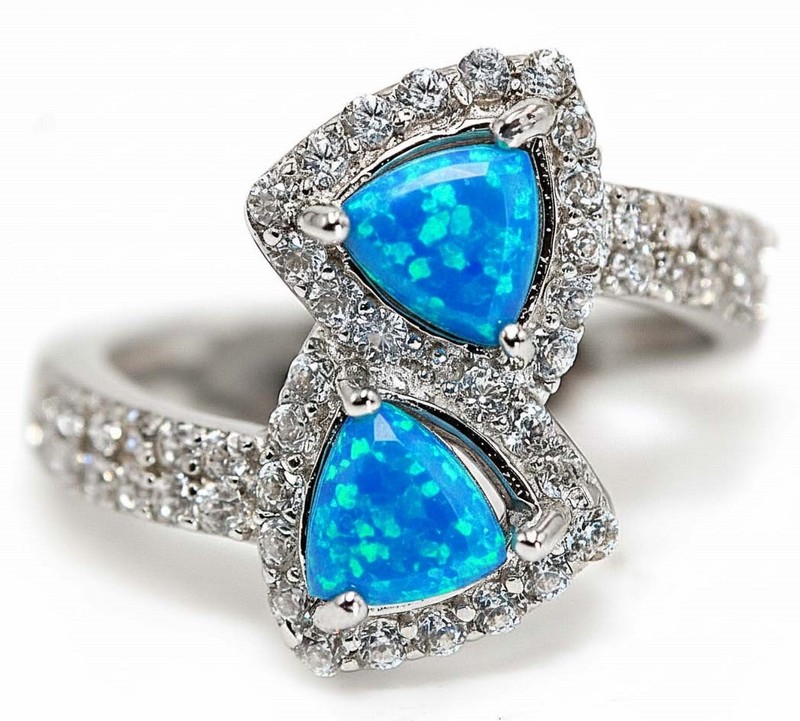  Blue Fire Opal 925 Sterling Silver Ring Jewelry Sz 9