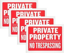 4-Pack 9x12-Inch No Trespassing Signs Weatherproof Durable for Home Safety