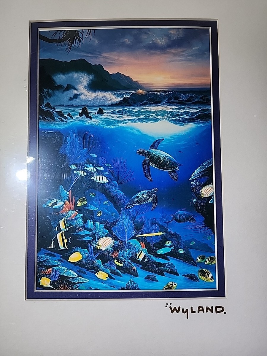 5 Vintage WYLAND STUDIOS Prints Orca Turtle Dolphin Maui Mermaid