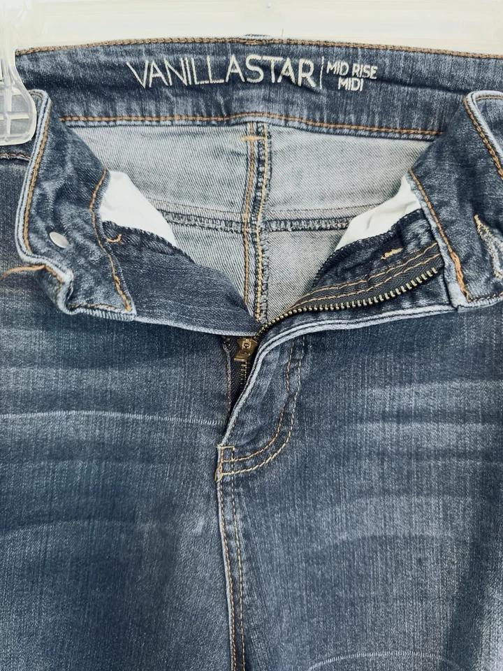 Pantalones cortos de jean para mujer Vanilla Star Distressed Cutoff "Midirise" | Talla 24 Foto 3 de 4