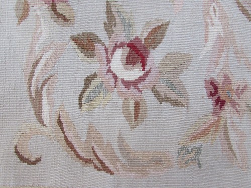 Alte Handgemacht Französisch Design Wolle Maroon Rot Original Aubusson 145X81cm - Bild 10 von 12