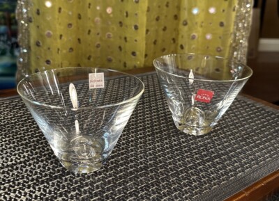 Rona Slovakia Crystal Stemless Martini/ Drink Glass.  Set Of 2. Brilliance.