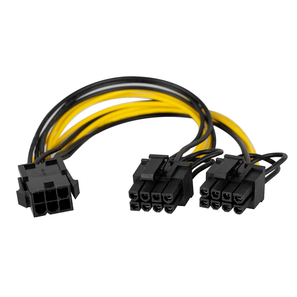 3 Pack 6pin to Dual 8pin PCIe Power Cable Converter Video Graphics Card Adapter - Image 3 of 4