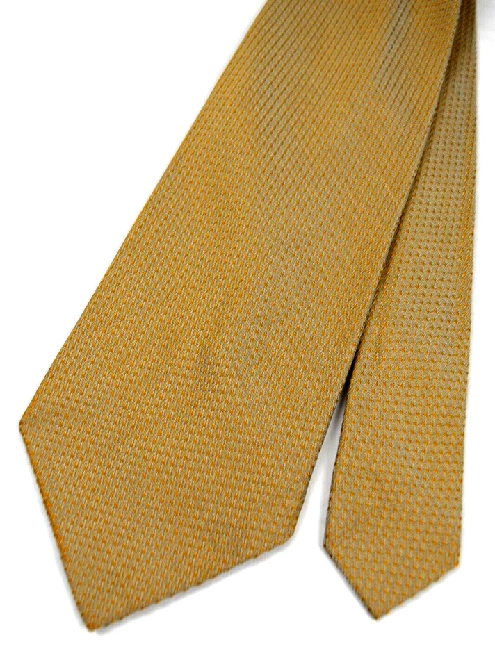 Neck Tie VTG 60s 70s Honey Tan Blue Sheen Nail Head Dots Wide Poly Silk 54" x 4" - Image 2 of 4