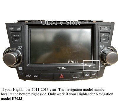 2011 2012 2013 Toyota Highlander & Hybrid GEN6 Navigation DVD U.S