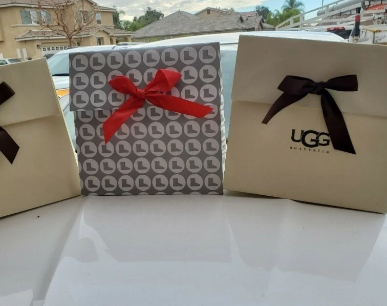 UGG Australia NEW Gift Bag with red brown BOW set 3 bags eBay