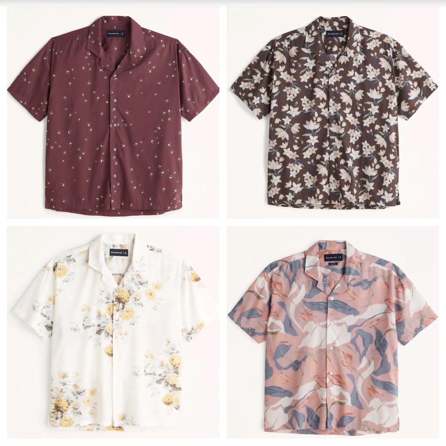 NWT ABERCROMBIE & FITCH A&F MEN Camp Collar Button-Up Shirts | M, L, XL, XXL $50