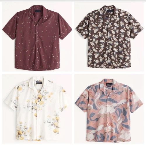 NWT ABERCROMBIE & FITCH A&F MEN Camp Collar Button-Up Shirts | M, L, XL, XXL $50