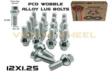 20 Pc (22mm shank) Zinc PCD Wobble Alloy Wheel Lug Bolts 12x1.25 10.9 Grade U.S