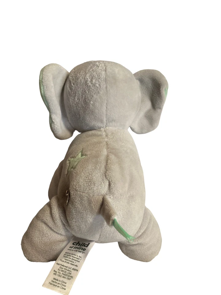 Peluche Elephant Carters niño mío gris verde menta cuerda musical en movimiento Foto 3 de 4