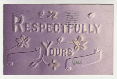 Oct 24th 1908 Respectfully Yours Flowers Airbrush Embossed Postcard Antique