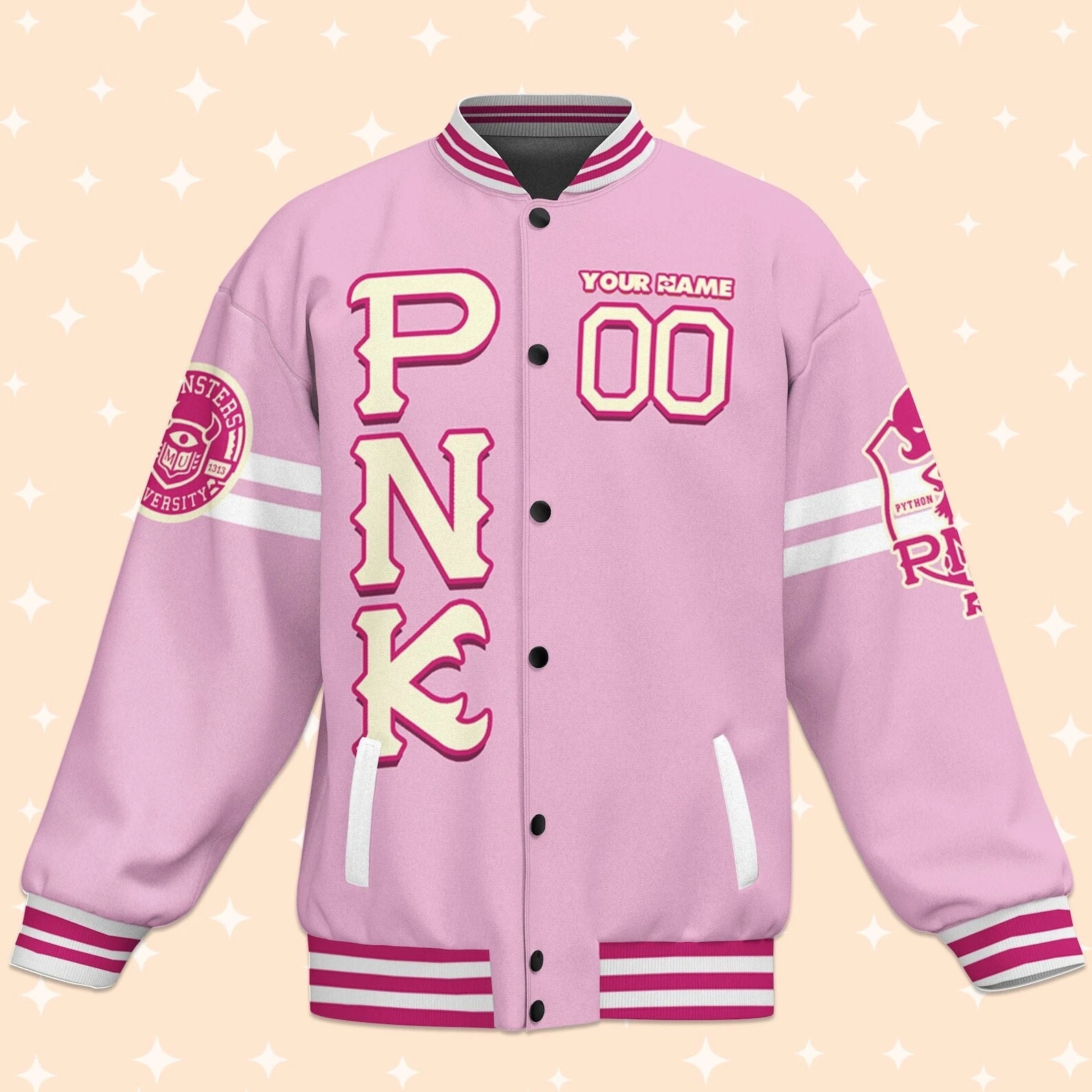 Custom Monster University PNK Uniform Varsity Jacket Baseball Outfit Personalize