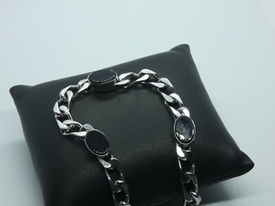 (9962)  Armband Silber Silber 835AD +schwarze Steine Länge ca. 20 cm