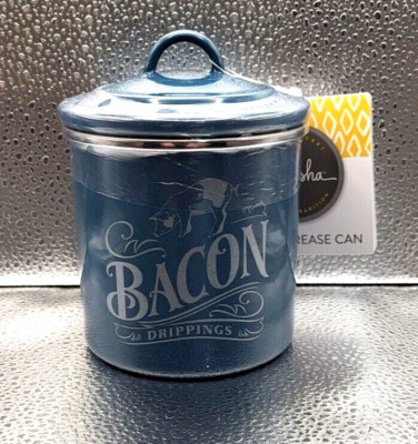 Ayesha Curry Enamel on Steel Bacon Grease Can / Bacon Grease  Blue