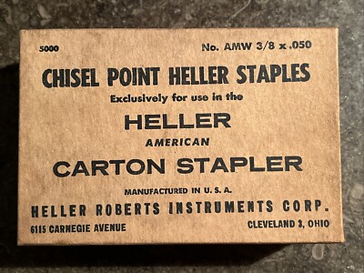 Vintage NOS box 5000 Chisel Point Carton Staples Heller Roberts Instruments Corp
