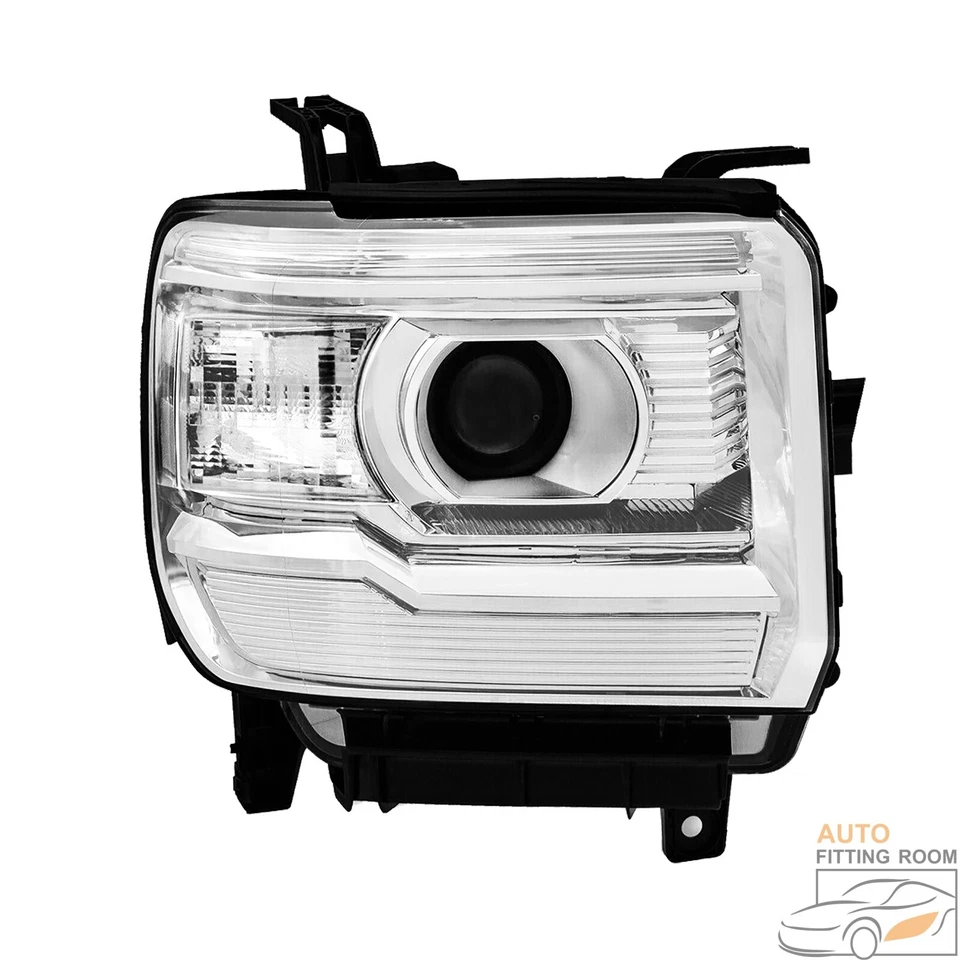 Chrome Headlights fit GMC Sierra 1500 2014-2018 & 15-19 2500 3500HD White Concer Foto 3 de 4