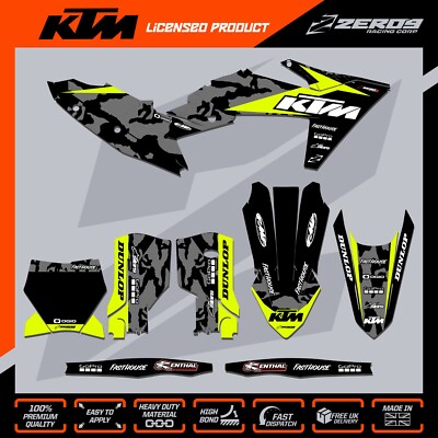 KTM MX Grafikkit Motocross Grafik SX SXF EXC EXCF 125-500 TARNFARBEN SCHWARZ/GRAU