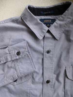 Roark Shirt Mens Medium Well Worn Long Sleeve Oxford Organic Preppy Gray Pockets