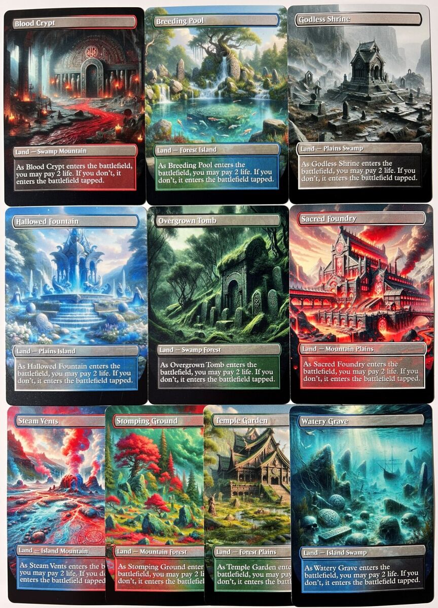 Shock Lands Complete set of 10 - Proxy Cards with Custom