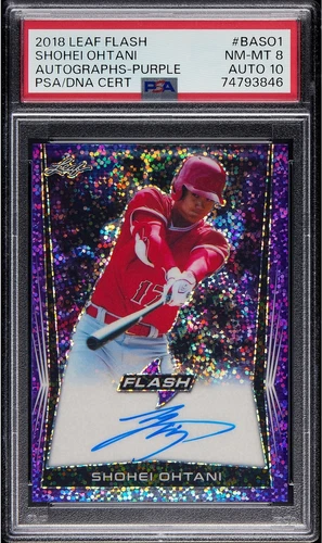 Shohei Ohtani Rookie 2018 Leaf Flash Purple /25 PSA 8 DNA 10 Autograph SSP POP 1