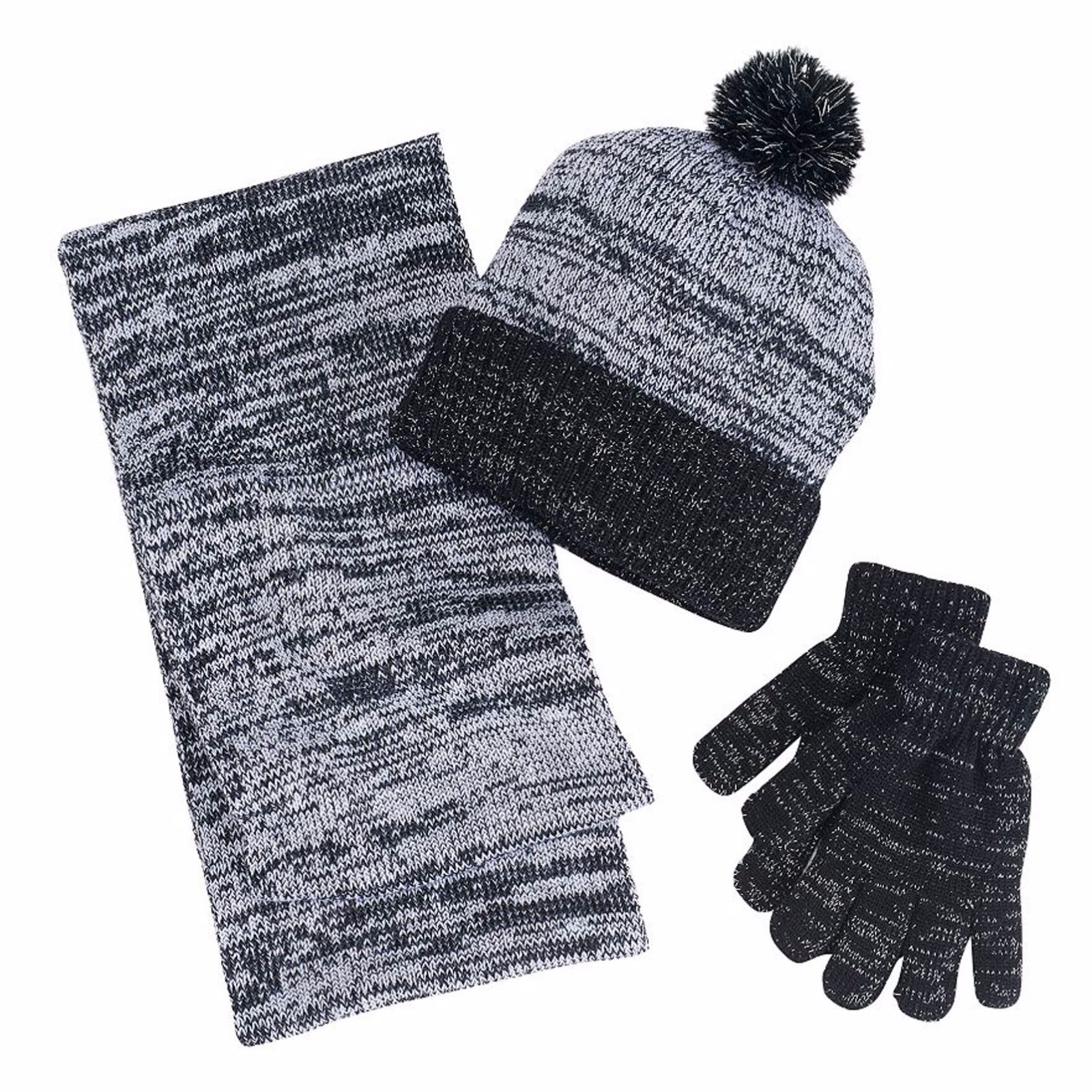 Berkshire Girls 416 3pc. Marled Infinity Scarf, Hat & Gloves Set New