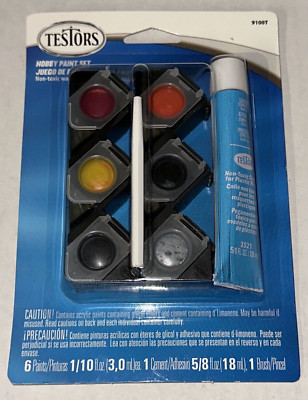 Auto Detailing Acrylic 6 Paint Cement Brush Testors MODELING ACCESSORY Set 9100T