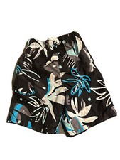 Kanu Surf Board Shorts Kids Size 8 Small Black/ Blue With Hawaiian Design