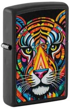 Zippo 46235, Abstract Tiger Design, Black Matte Finish Lighter, NEW