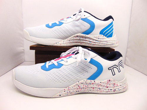 TYR Trainers CXT-1 Trainer 10.5 Men 12 Women Cross Fit Athletic Shoes White Blue - Picture 2 of 8
