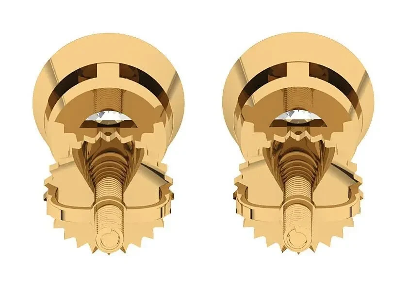 Round Cut Diamond Solitaire Studs Earring I2 H 1.40 Ct 14K Yellow Gold Bezel Set - Image 3 of 4